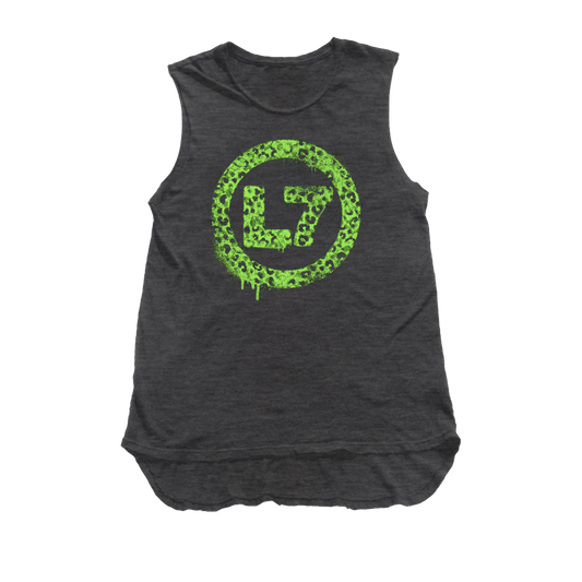 Leopard Spray Logo Womens Tank (Black Heather) (C)